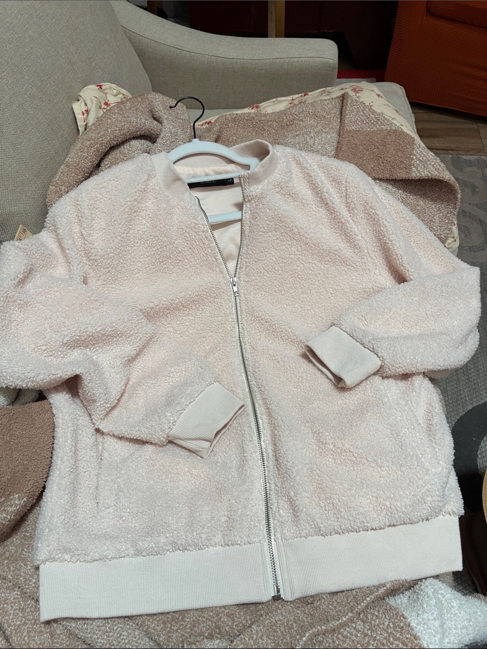 Women’s Teddy Zip-Up Jacket - Light Blush